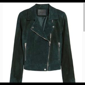 Blank NYC Suede Moto Jacket Dark Green